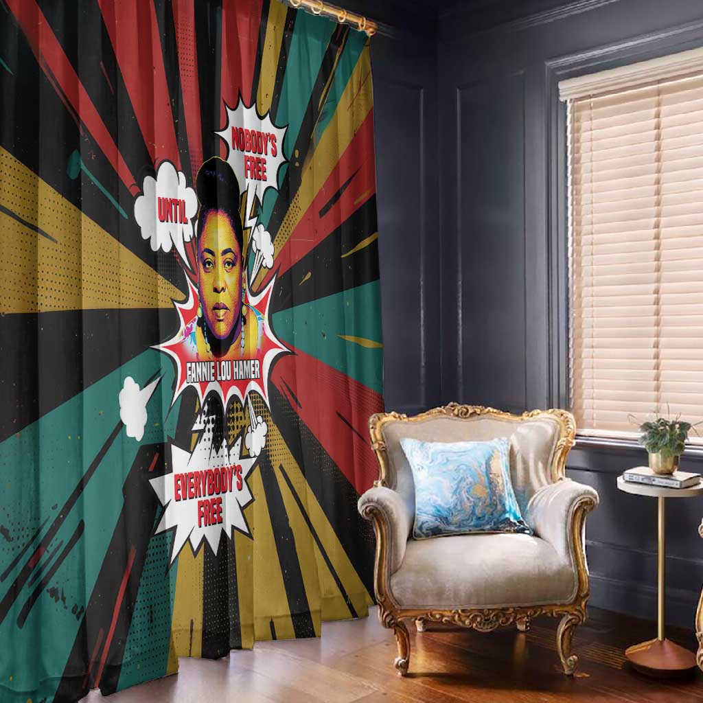 Fannie Lou Hamer Window Curtain with Pop Art Comic Style Design Bold Quote and Civil Rights Tribute - African Pride