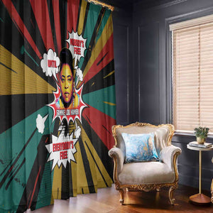 Fannie Lou Hamer Window Curtain with Pop Art Comic Style Design Bold Quote and Civil Rights Tribute - African Pride