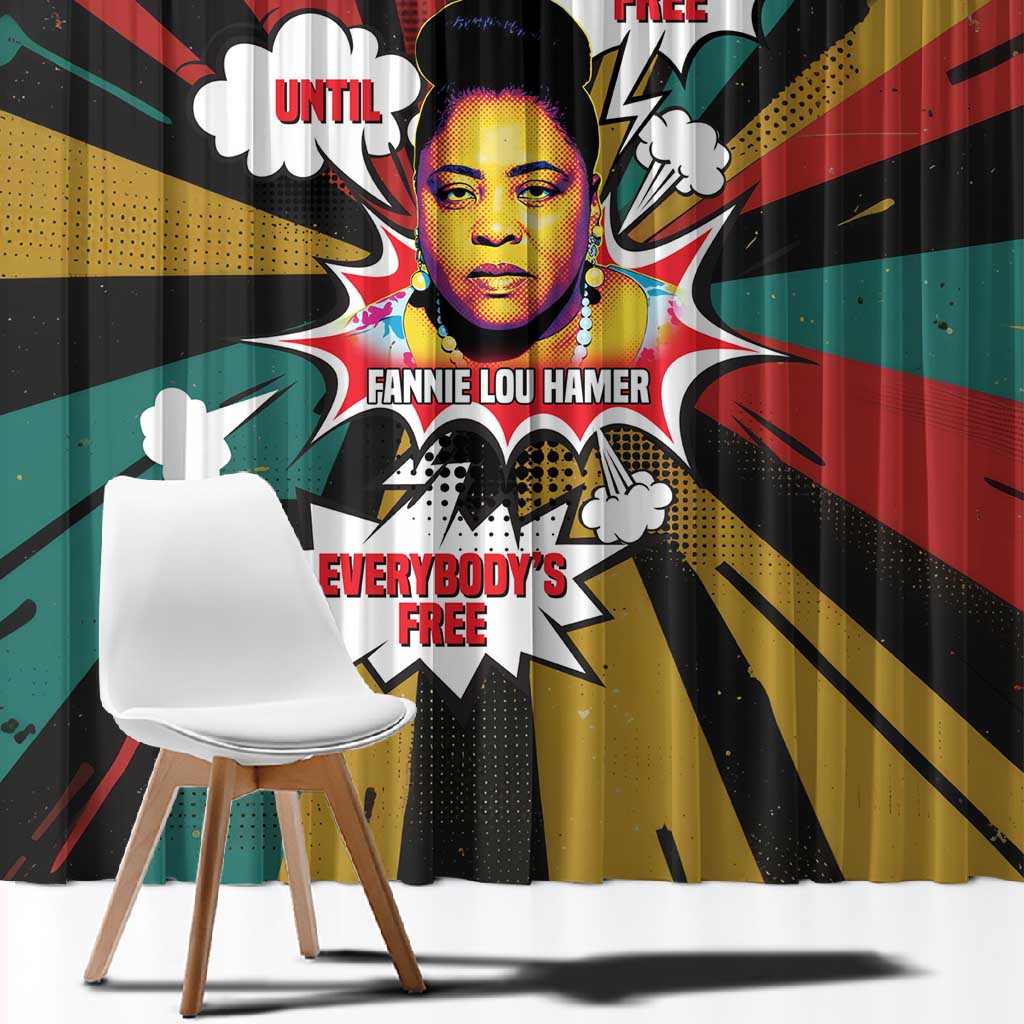 Fannie Lou Hamer Window Curtain with Pop Art Comic Style Design Bold Quote and Civil Rights Tribute - African Pride