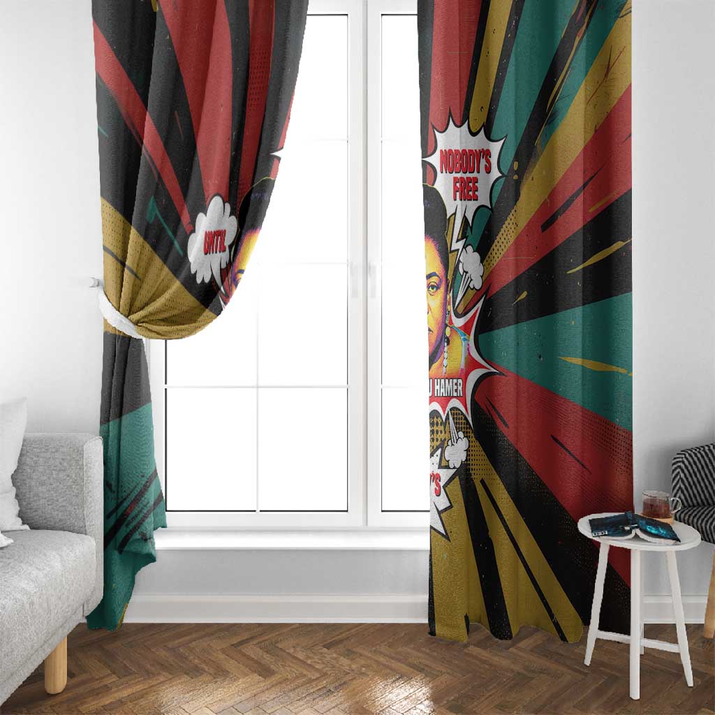 Fannie Lou Hamer Window Curtain with Pop Art Comic Style Design Bold Quote and Civil Rights Tribute - African Pride