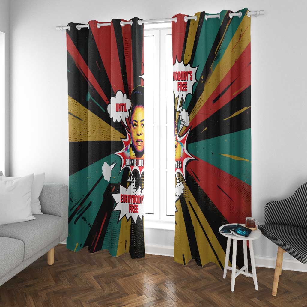 Fannie Lou Hamer Window Curtain with Pop Art Comic Style Design Bold Quote and Civil Rights Tribute - African Pride