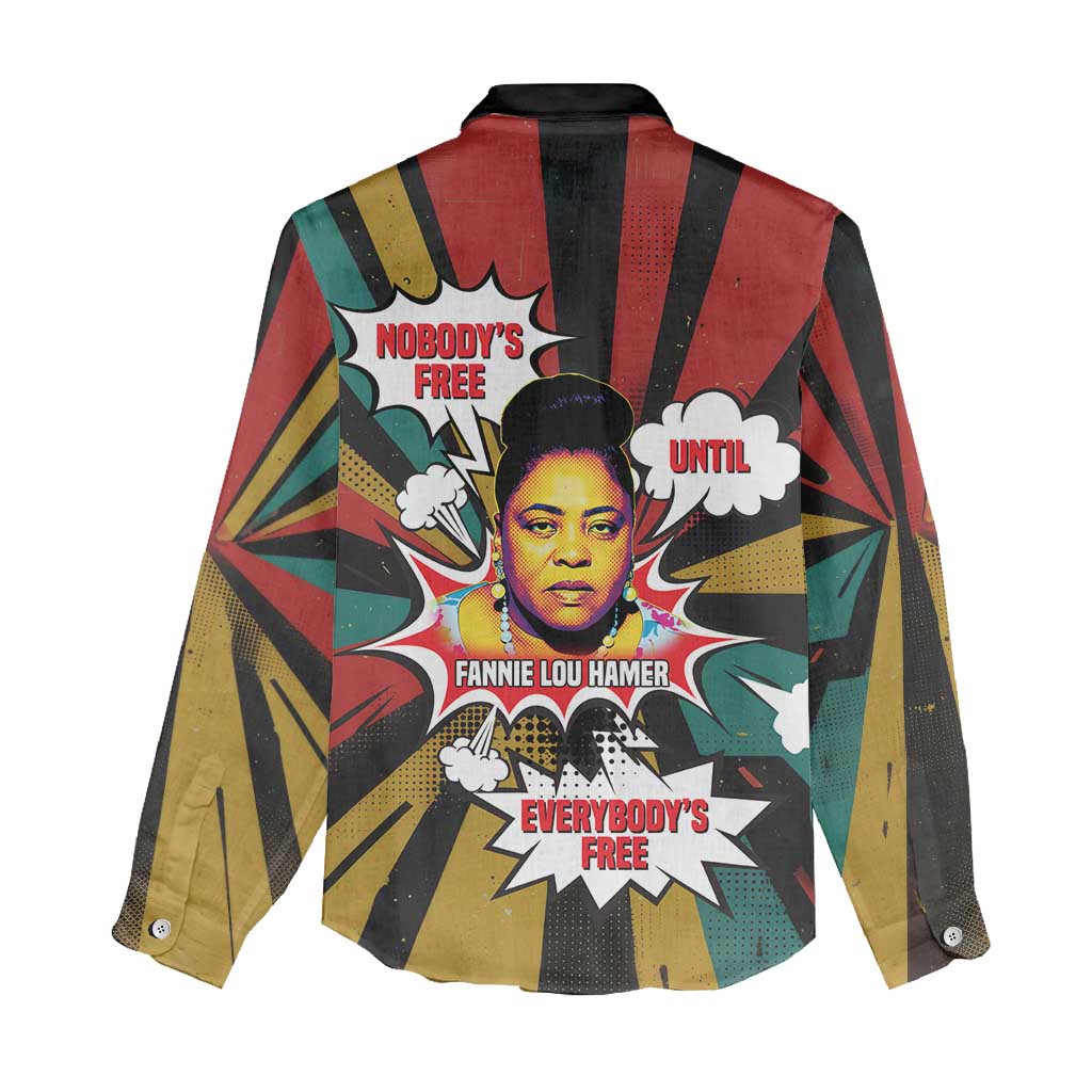 Fannie Lou Hamer Women Casual Shirt with Pop Art Comic Style Design Bold Quote and Civil Rights Tribute - African Pride
