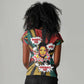 Fannie Lou Hamer Women V-Neck T-Shirt with Pop Art Comic Style Design Bold Quote and Civil Rights Tribute - African Pride