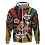 Fannie Lou Hamer Zip Hoodie with Pop Art Comic Style Design Bold Quote and Civil Rights Tribute - African Pride