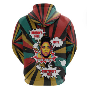 Fannie Lou Hamer Zip Hoodie with Pop Art Comic Style Design Bold Quote and Civil Rights Tribute - African Pride