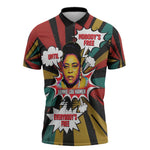 Fannie Lou Hamer Zipper Polo Shirt with Pop Art Comic Style Design Bold Quote and Civil Rights Tribute - African Pride