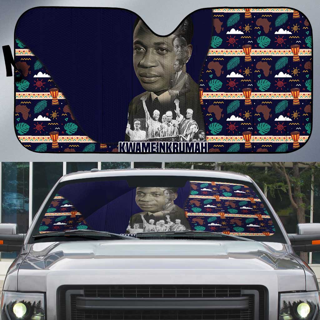 Kwame Nkrumah Auto Sun Shade Ghana Pan-African Print Design Portrait and Anti-Colonial Legacy Tribute - African Pride