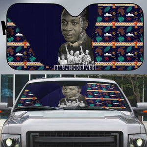 Kwame Nkrumah Auto Sun Shade Ghana Pan-African Print Design Portrait and Anti-Colonial Legacy Tribute - African Pride
