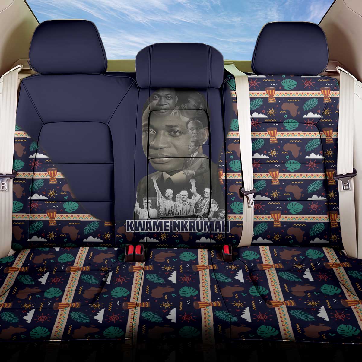 Kwame Nkrumah Back Car Seat Cover Ghana Pan-African Print Design Portrait and Anti-Colonial Legacy Tribute - African Pride