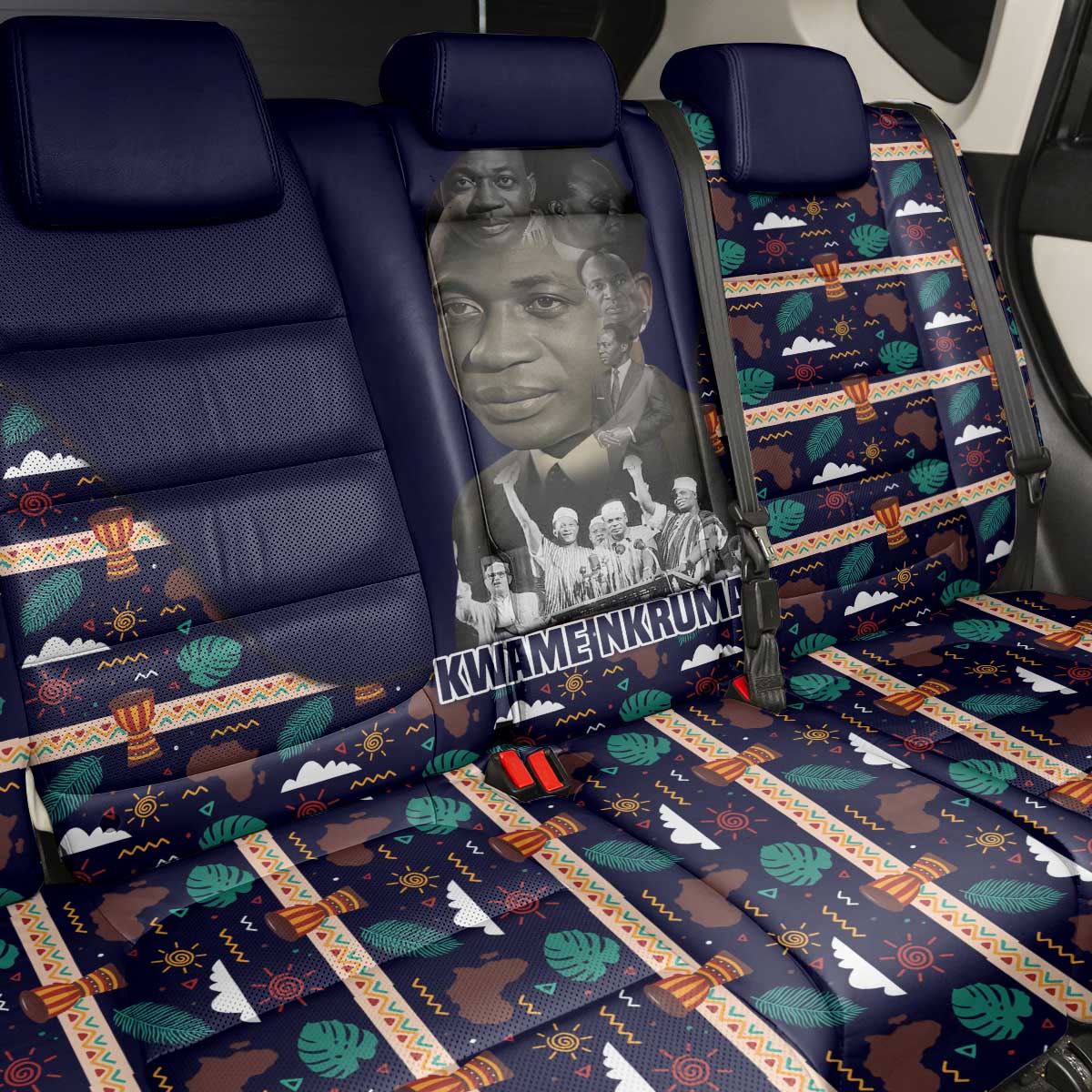 Kwame Nkrumah Back Car Seat Cover Ghana Pan-African Print Design Portrait and Anti-Colonial Legacy Tribute - African Pride