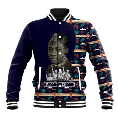Kwame Nkrumah Baseball Jacket Ghana Pan-African Print Design Portrait and Anti-Colonial Legacy Tribute - African Pride