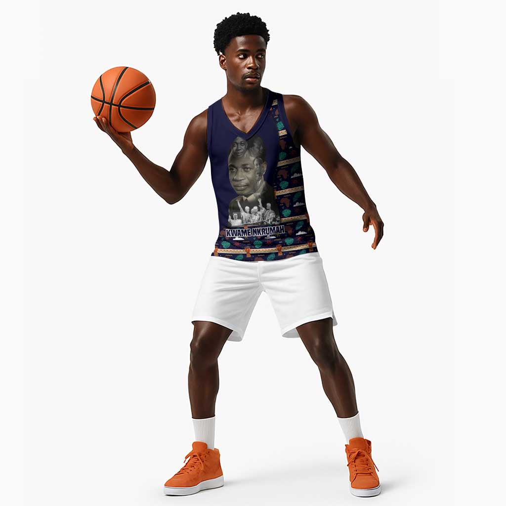 Kwame Nkrumah Basketball Jersey Ghana Pan-African Print Design Portrait and Anti-Colonial Legacy Tribute - African Pride