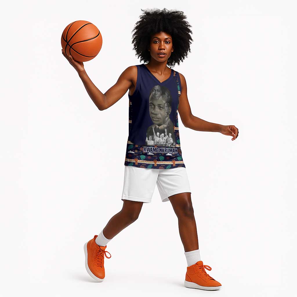 Kwame Nkrumah Basketball Jersey Ghana Pan-African Print Design Portrait and Anti-Colonial Legacy Tribute - African Pride
