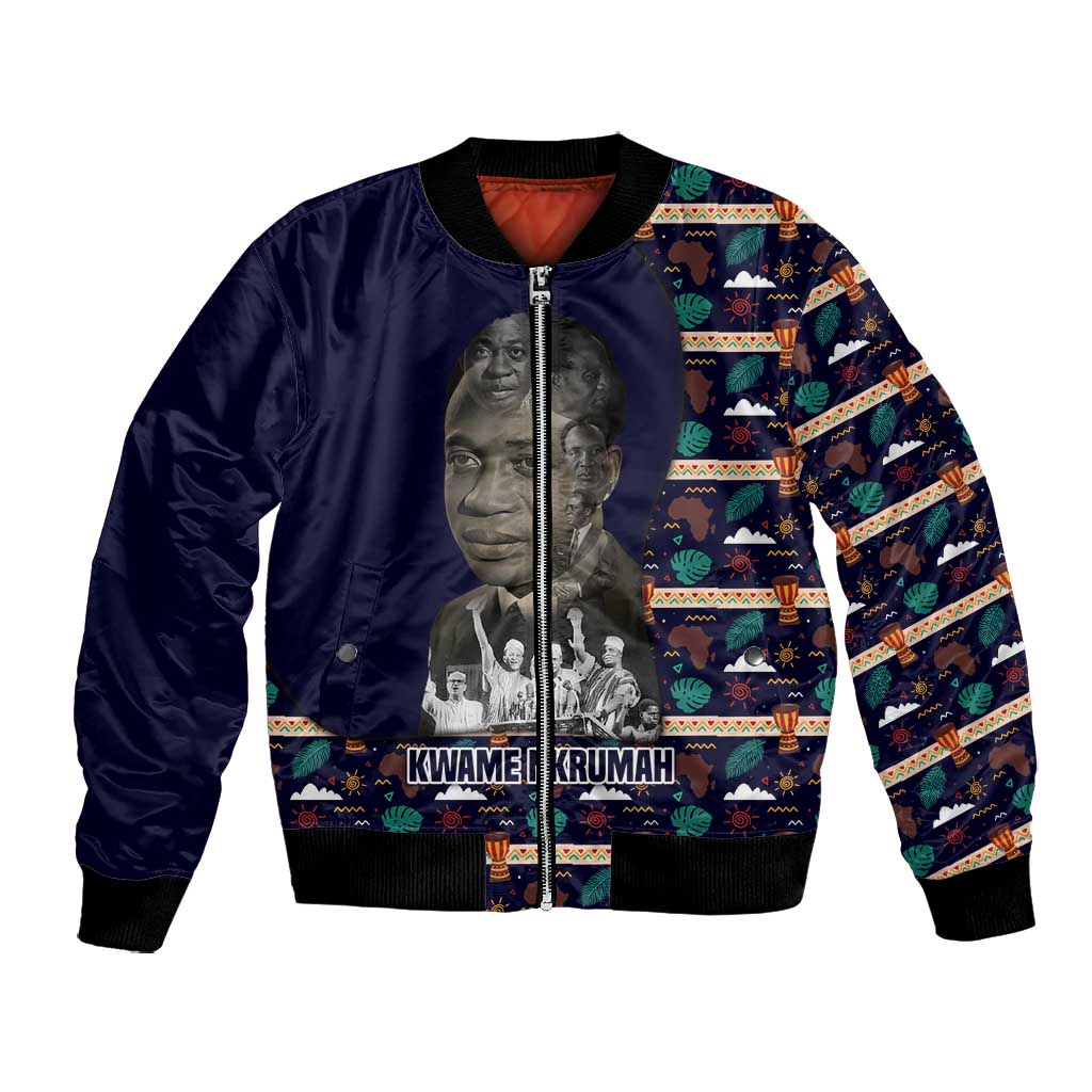 Kwame Nkrumah Bomber Jacket Ghana Pan-African Print Design Portrait and Anti-Colonial Legacy Tribute - African Pride