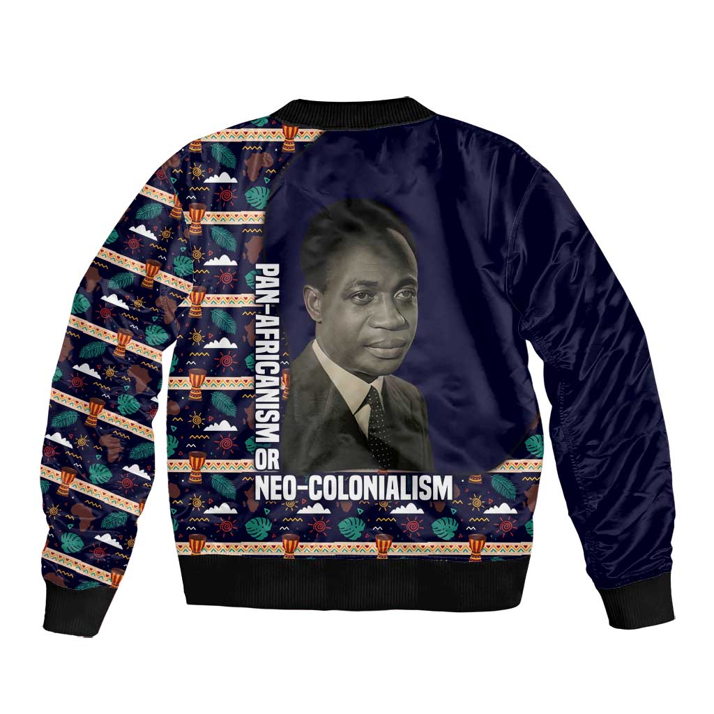 Kwame Nkrumah Bomber Jacket Ghana Pan-African Print Design Portrait and Anti-Colonial Legacy Tribute - African Pride