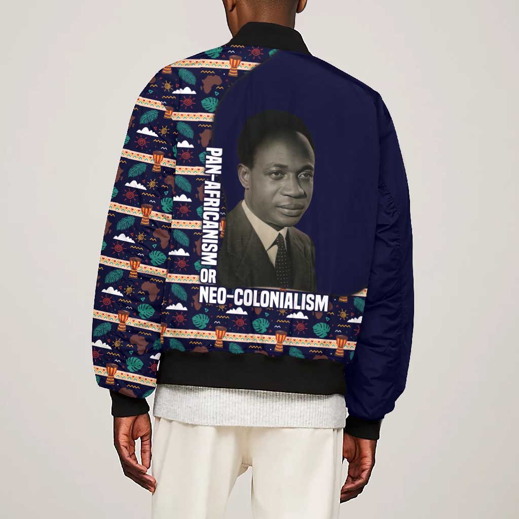 Kwame Nkrumah Bomber Jacket Ghana Pan-African Print Design Portrait and Anti-Colonial Legacy Tribute - African Pride