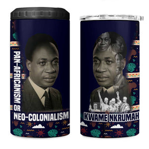 Kwame Nkrumah 4 in 1 Can Cooler Tumbler Ghana Pan-African Print Design Portrait and Anti-Colonial Legacy Tribute - African Pride