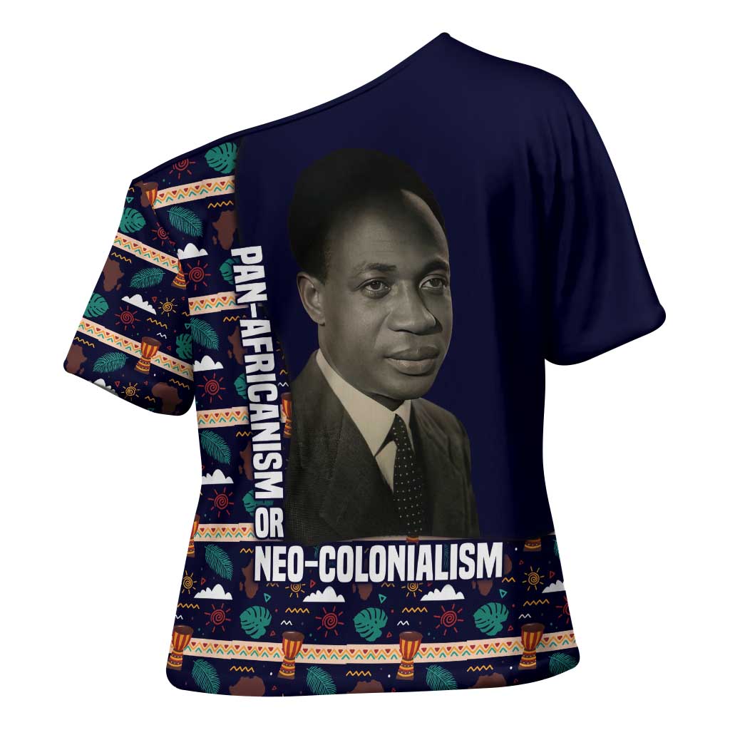Kwame Nkrumah Cross Shoulder Shirt Ghana Pan-African Print Design Portrait and Anti-Colonial Legacy Tribute - African Pride