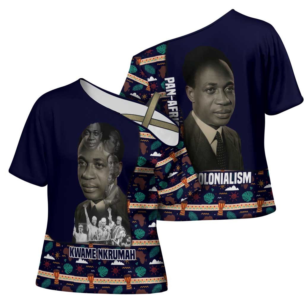 Kwame Nkrumah Cross Shoulder Shirt Ghana Pan-African Print Design Portrait and Anti-Colonial Legacy Tribute - African Pride