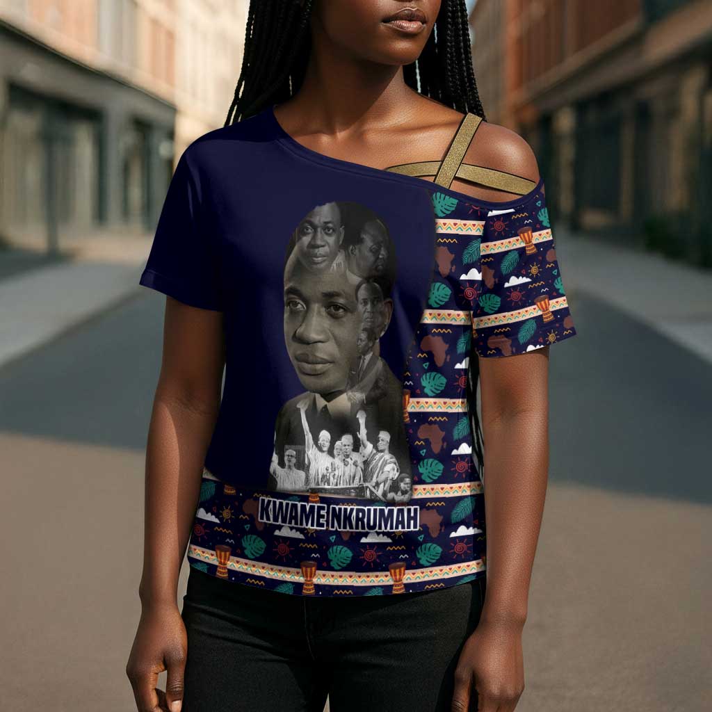 Kwame Nkrumah Cross Shoulder Shirt Ghana Pan-African Print Design Portrait and Anti-Colonial Legacy Tribute - African Pride