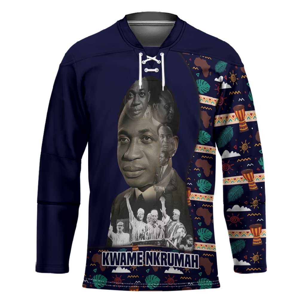 Kwame Nkrumah Hockey Jersey Ghana Pan-African Print Design Portrait and Anti-Colonial Legacy Tribute - African Pride