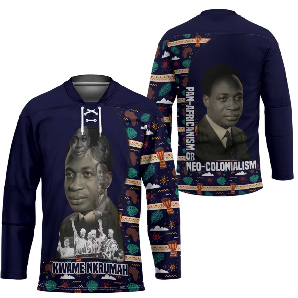 Kwame Nkrumah Hockey Jersey Ghana Pan-African Print Design Portrait and Anti-Colonial Legacy Tribute - African Pride
