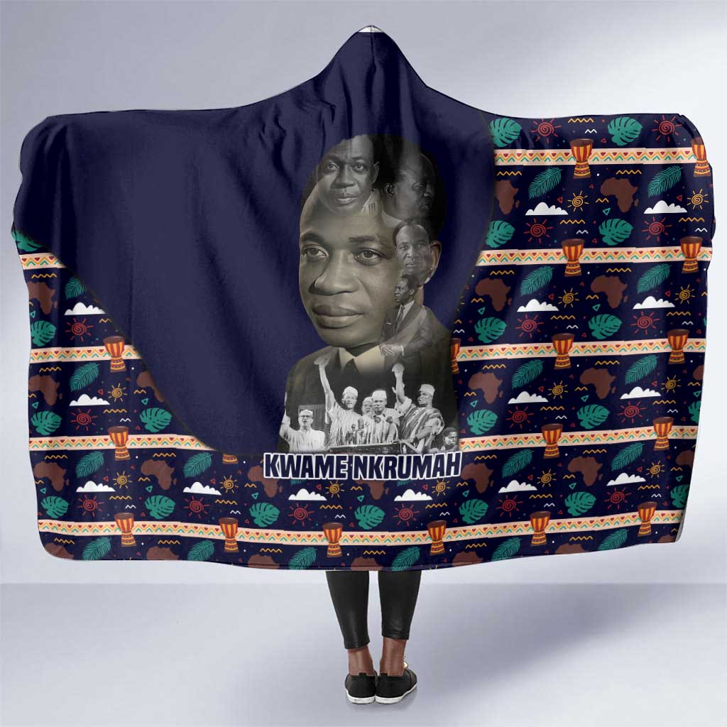 Kwame Nkrumah Hooded Blanket Ghana Pan-African Print Design Portrait and Anti-Colonial Legacy Tribute - African Pride