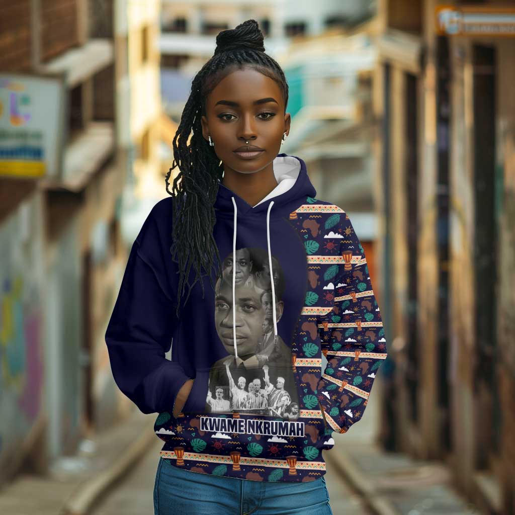 Kwame Nkrumah Hoodie Ghana Pan-African Print Design Portrait and Anti-Colonial Legacy Tribute - African Pride