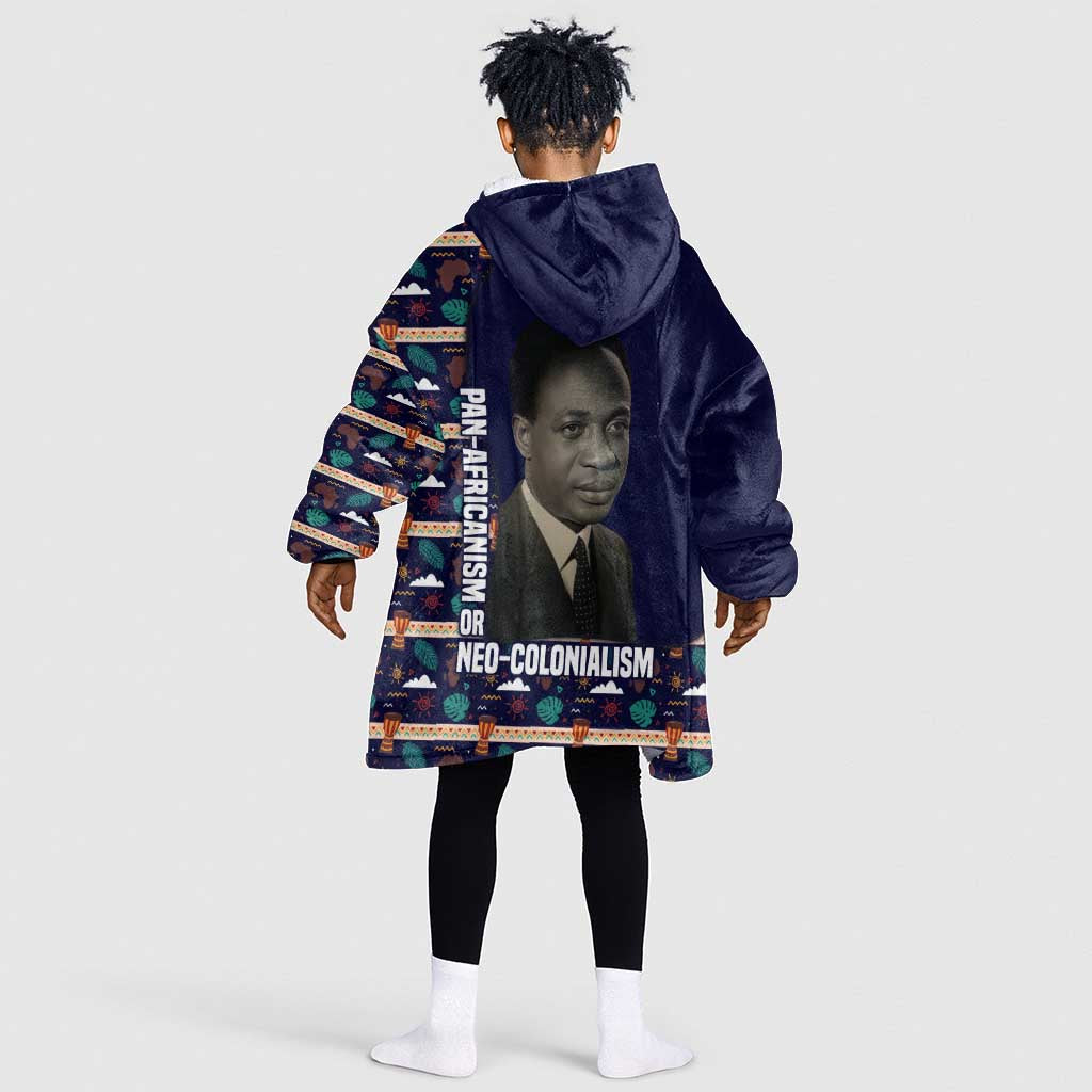Kwame Nkrumah Kid Wearable Blanket Hoodie Ghana Pan-African Print Design Portrait and Anti-Colonial Legacy Tribute - African Pride