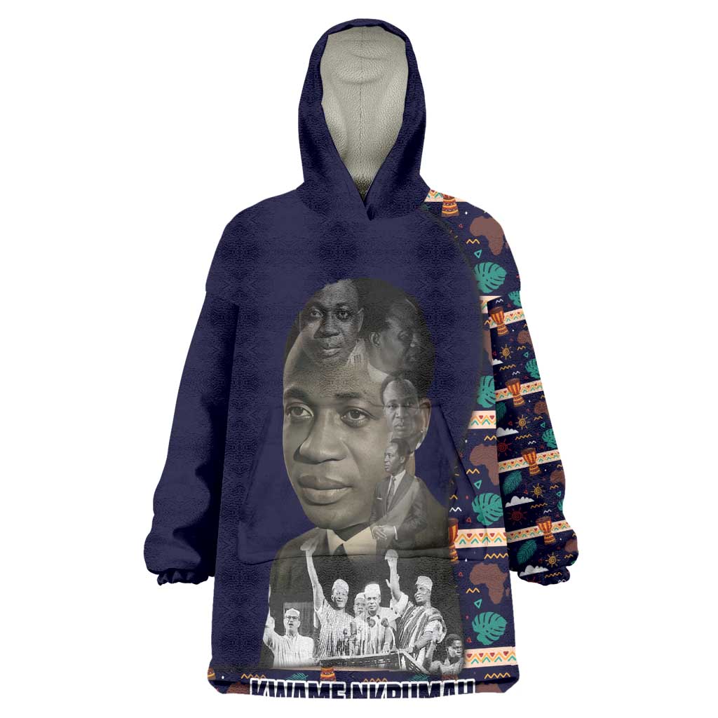 Kwame Nkrumah Kid Wearable Blanket Hoodie Ghana Pan-African Print Design Portrait and Anti-Colonial Legacy Tribute - African Pride