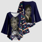 Kwame Nkrumah Kimono Sleeve Blouse Ghana Pan-African Print Design Portrait and Anti-Colonial Legacy Tribute - African Pride
