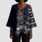 Kwame Nkrumah Kimono Sleeve Blouse Ghana Pan-African Print Design Portrait and Anti-Colonial Legacy Tribute - African Pride