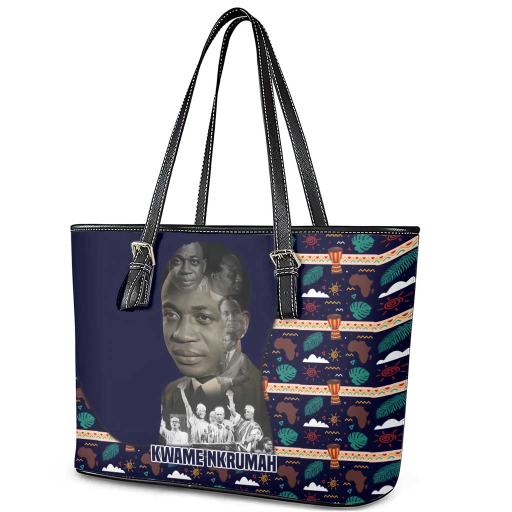 Kwame Nkrumah Leather Tote Bag Ghana Pan-African Print Design Portrait and Anti-Colonial Legacy Tribute - African Pride