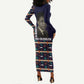 Kwame Nkrumah Long Sleeve Bodycon Dress Ghana Pan-African Print Design Portrait and Anti-Colonial Legacy Tribute - African Pride