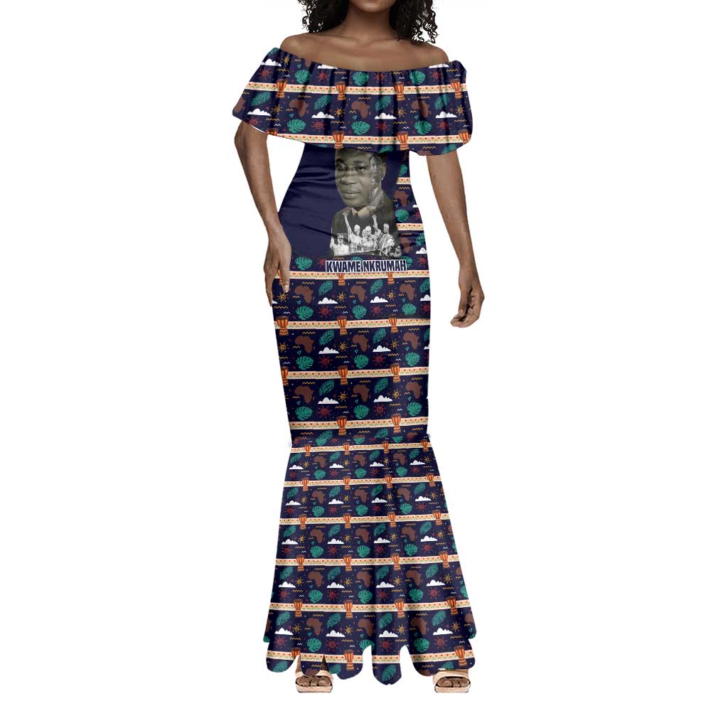 Kwame Nkrumah Mermaid Dress Ghana Pan-African Print Design Portrait and Anti-Colonial Legacy Tribute - African Pride