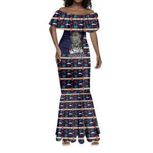 Kwame Nkrumah Mermaid Dress Ghana Pan-African Print Design Portrait and Anti-Colonial Legacy Tribute - African Pride