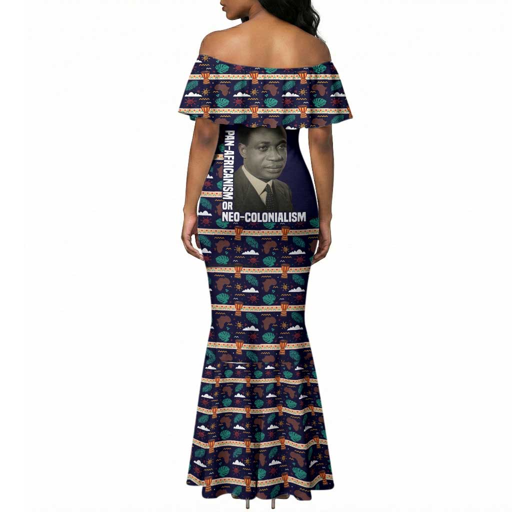 Kwame Nkrumah Mermaid Dress Ghana Pan-African Print Design Portrait and Anti-Colonial Legacy Tribute - African Pride