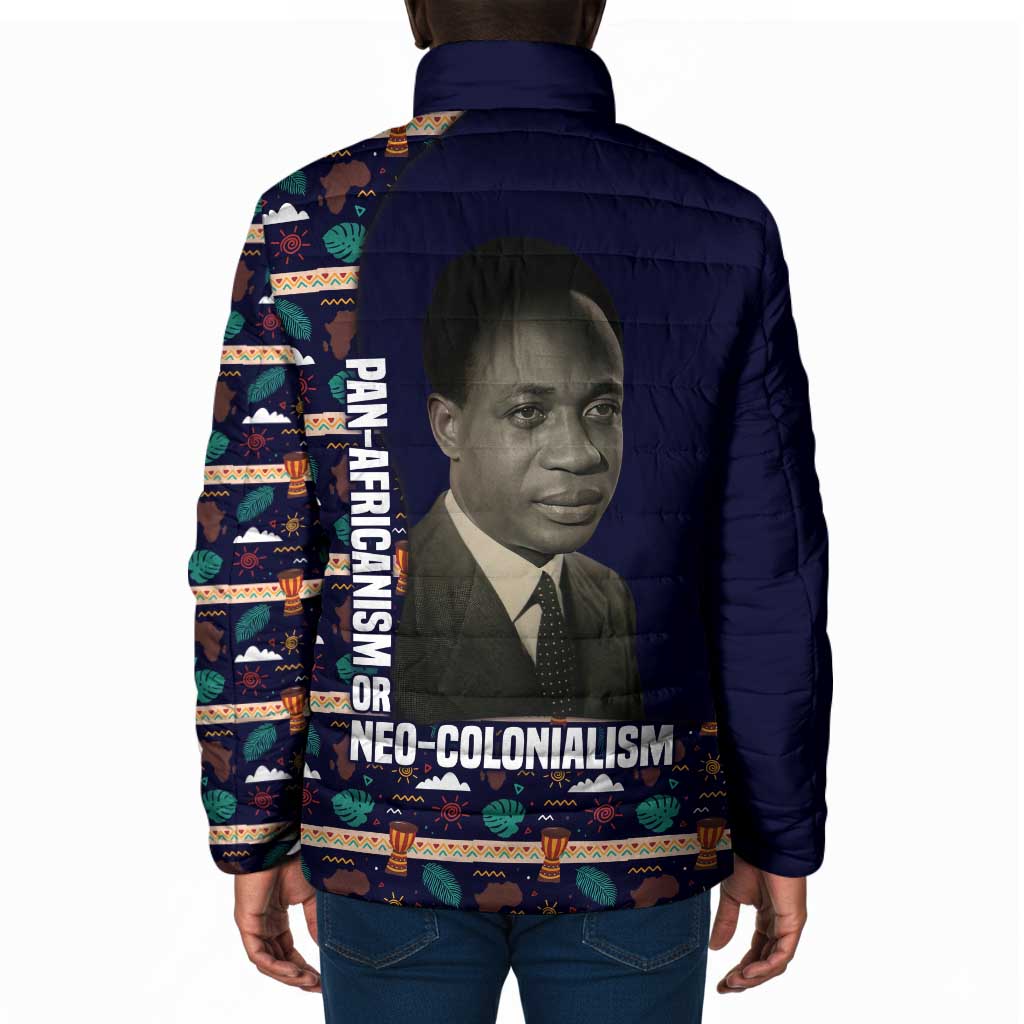 Kwame Nkrumah Padded Jacket Ghana Pan-African Print Design Portrait and Anti-Colonial Legacy Tribute - African Pride
