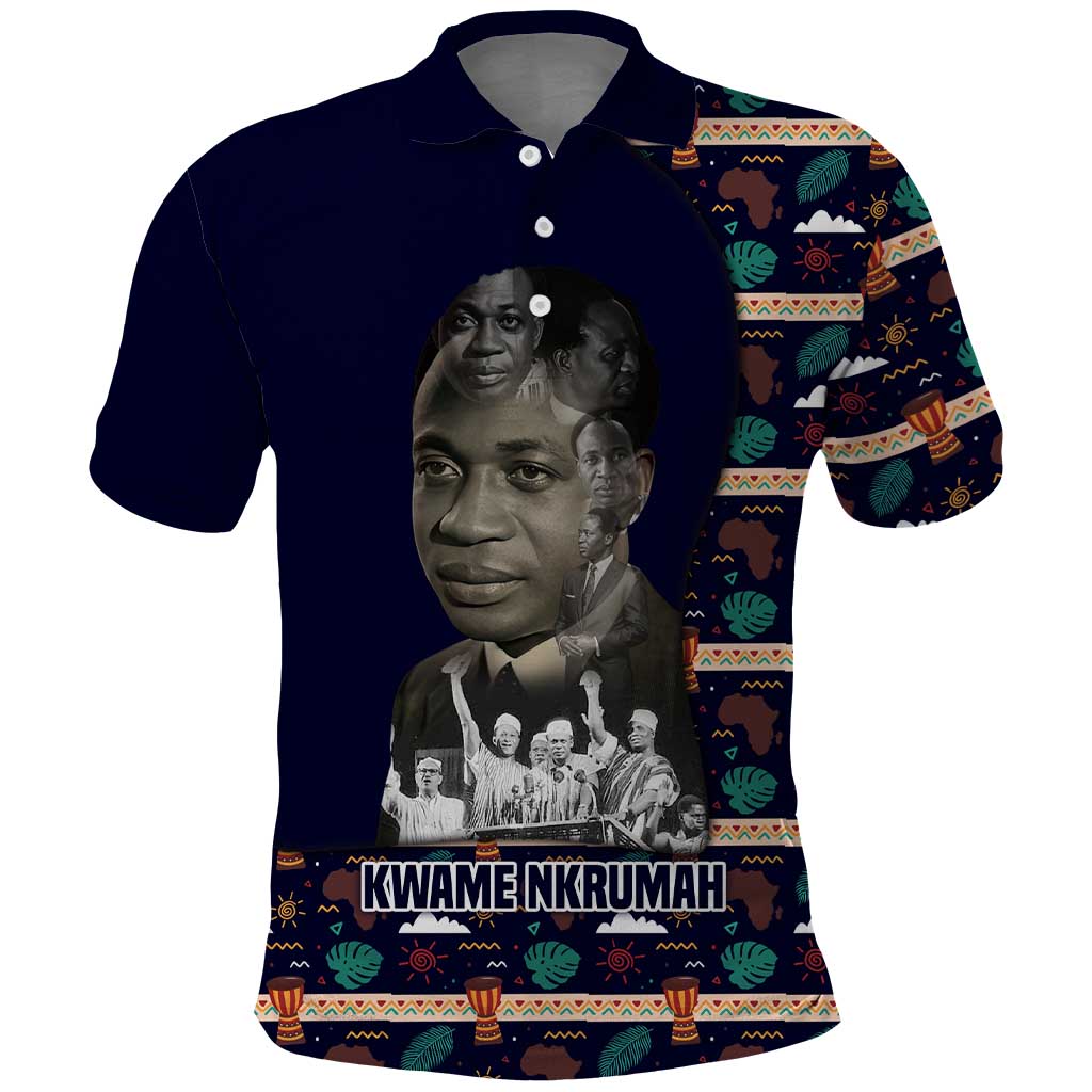 Kwame Nkrumah Polo Shirt Ghana Pan-African Print Design Portrait and Anti-Colonial Legacy Tribute - African Pride