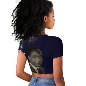 Kwame Nkrumah Raglan Cropped T shirt Ghana Pan-African Print Design Portrait and Anti-Colonial Legacy Tribute - African Pride