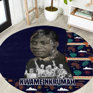 Kwame Nkrumah Round Carpet Ghana Pan-African Print Design Portrait and Anti-Colonial Legacy Tribute - African Pride