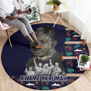 Kwame Nkrumah Round Carpet Ghana Pan-African Print Design Portrait and Anti-Colonial Legacy Tribute - African Pride