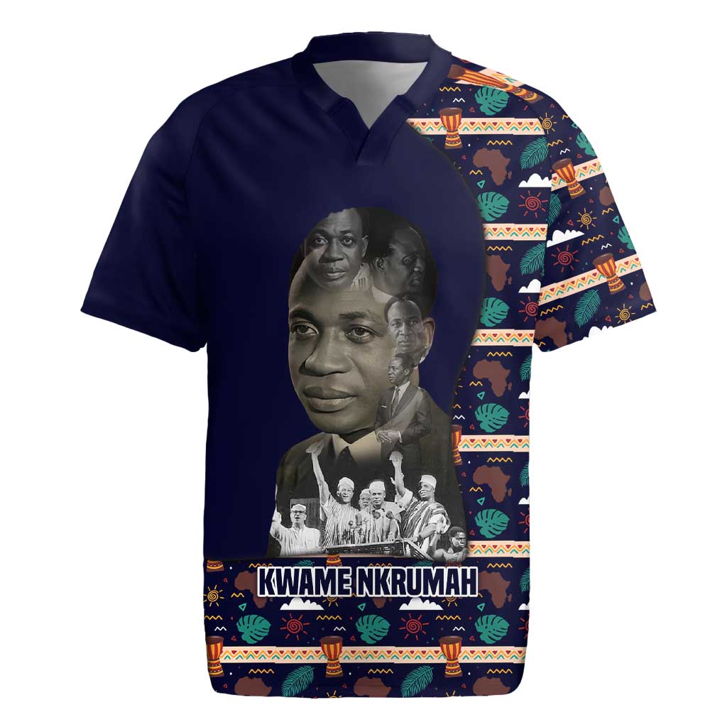 Kwame Nkrumah Rugby Jersey Ghana Pan-African Print Design Portrait and Anti-Colonial Legacy Tribute - African Pride