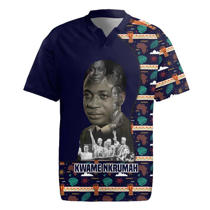 Kwame Nkrumah Rugby Jersey Ghana Pan-African Print Design Portrait and Anti-Colonial Legacy Tribute - African Pride