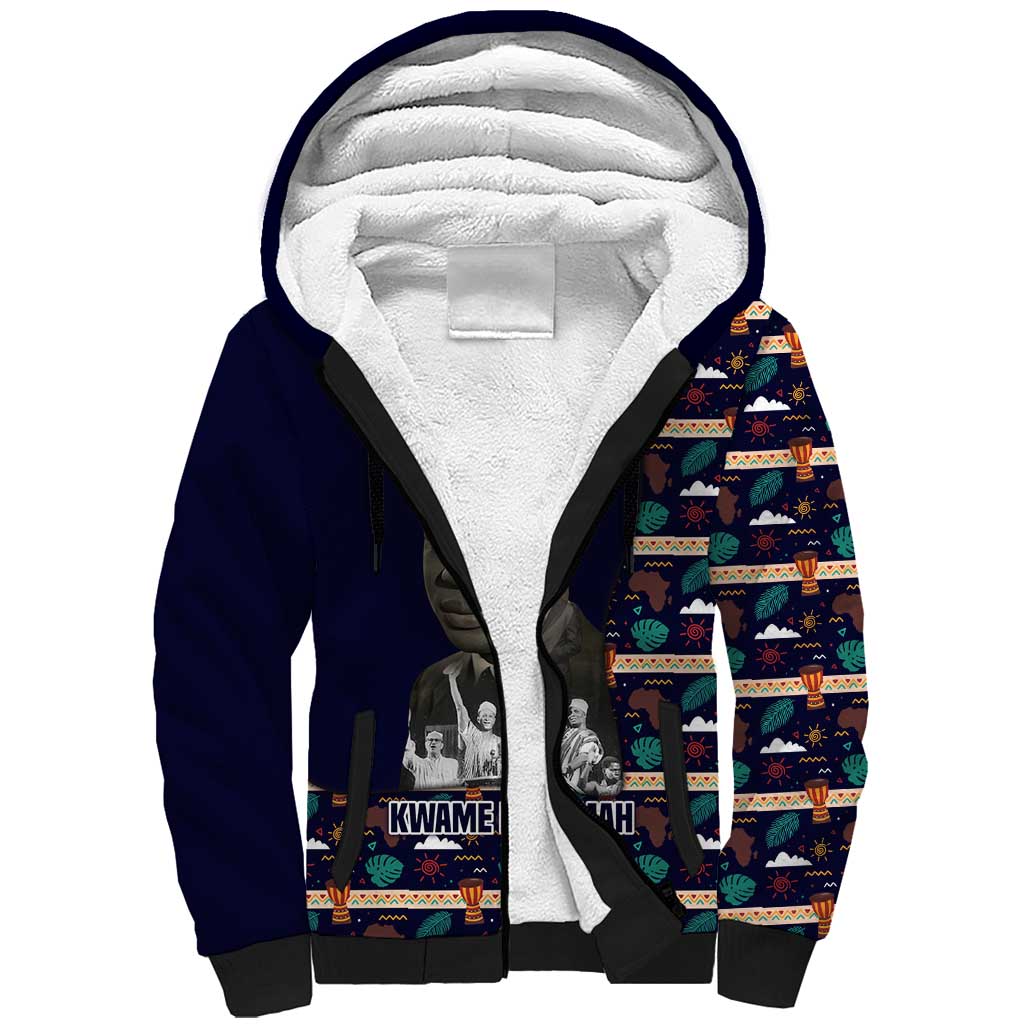 Kwame Nkrumah Sherpa Hoodie Ghana Pan-African Print Design Portrait and Anti-Colonial Legacy Tribute - African Pride