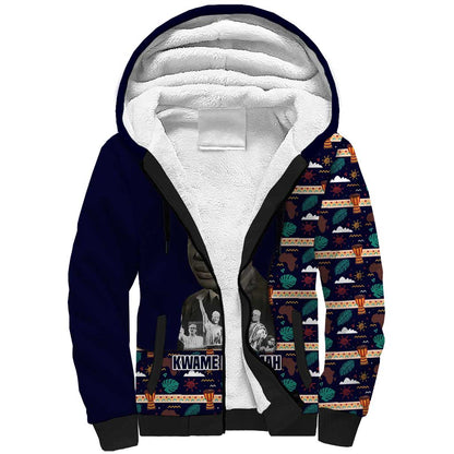 Kwame Nkrumah Sherpa Hoodie Ghana Pan-African Print Design Portrait and Anti-Colonial Legacy Tribute - African Pride