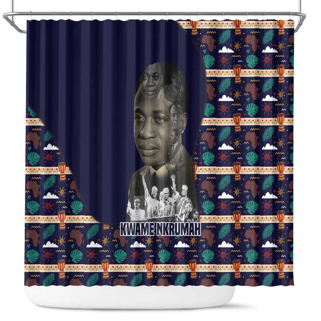 Kwame Nkrumah Shower Curtain Ghana Pan-African Print Design Portrait and Anti-Colonial Legacy Tribute - African Pride