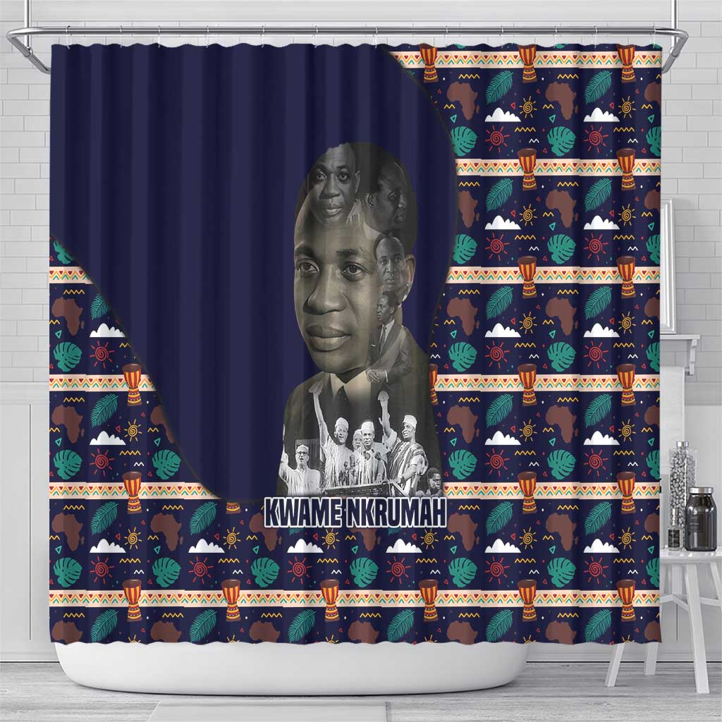 Kwame Nkrumah Shower Curtain Ghana Pan-African Print Design Portrait and Anti-Colonial Legacy Tribute - African Pride