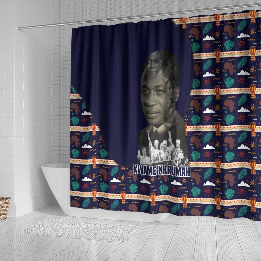 Kwame Nkrumah Shower Curtain Ghana Pan-African Print Design Portrait and Anti-Colonial Legacy Tribute - African Pride