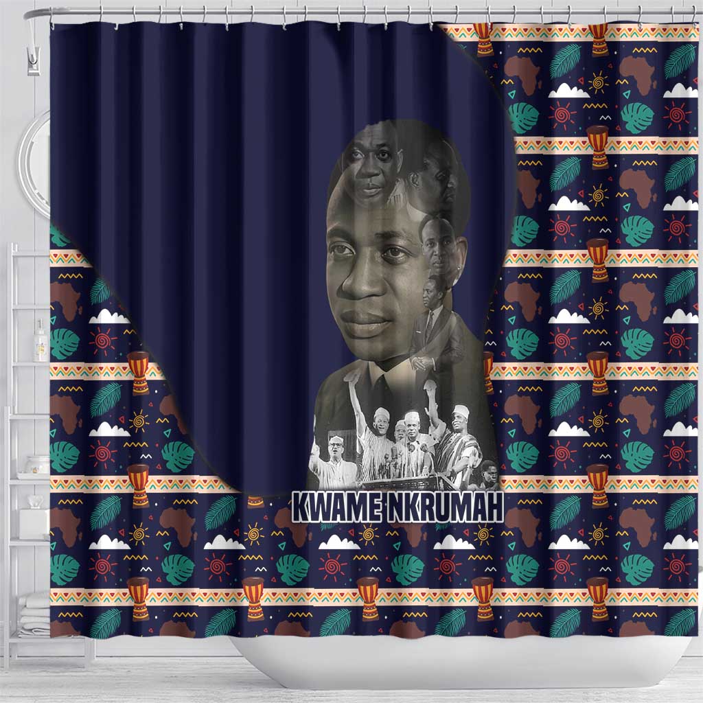 Kwame Nkrumah Shower Curtain Ghana Pan-African Print Design Portrait and Anti-Colonial Legacy Tribute - African Pride